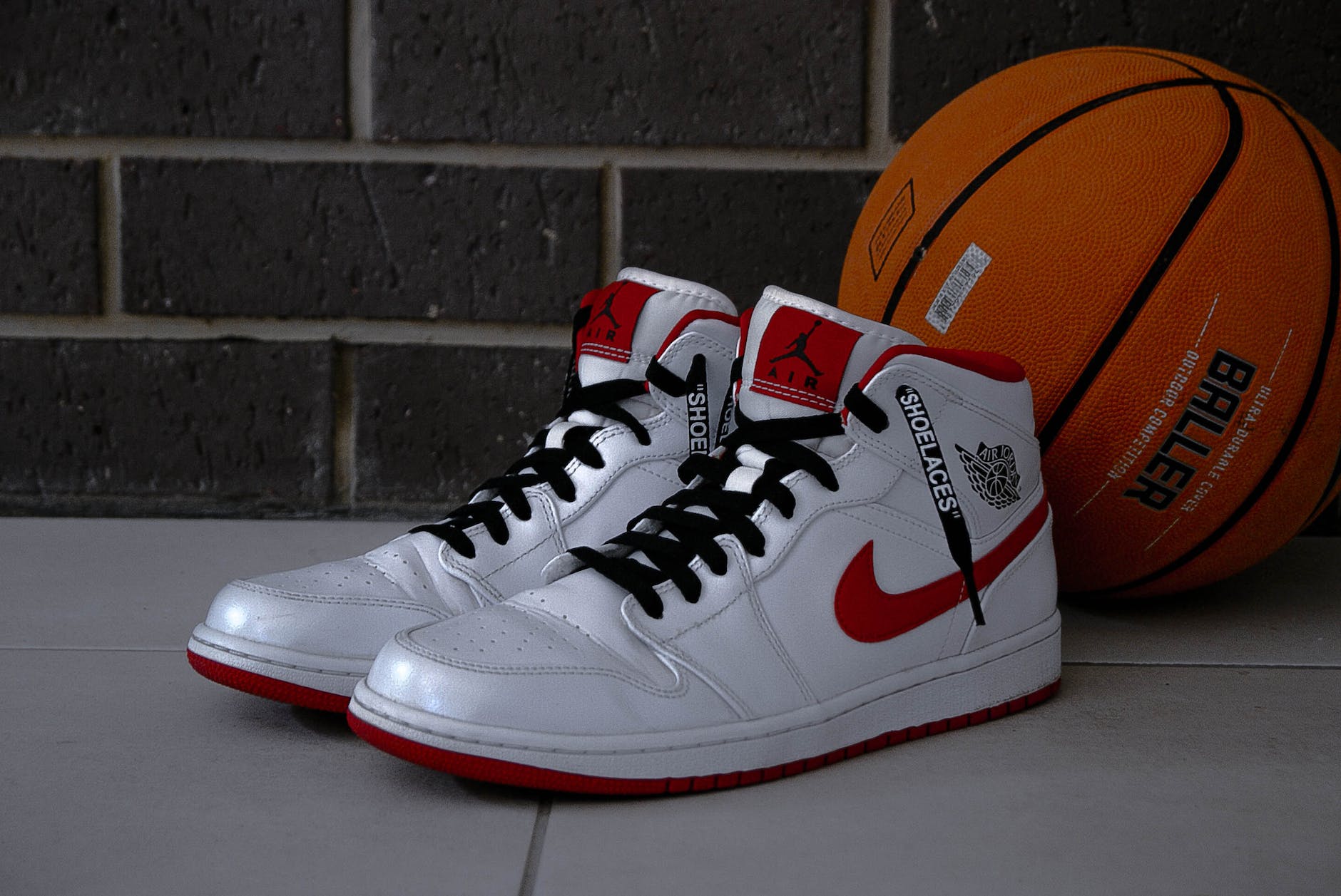 Basketball shoes and ball next play